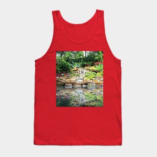 Tropical Waterfall with an Abstract Painting Reflection Tank Top